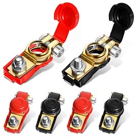 6 Pieces Quick Release Battery Terminals Clamps Negative and Positive, Copper Plate Car Battery Terminal Connectors 12V/ 24V/ 48V Compatible with Boat Truck Car Van, Caravan Battery Connector