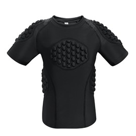 Topeter Youth Padded Football Shirt, Boys and Girls Chest Rib Protector Heart Guard Sternum Undershirts for Soccer, Lacrosse YL