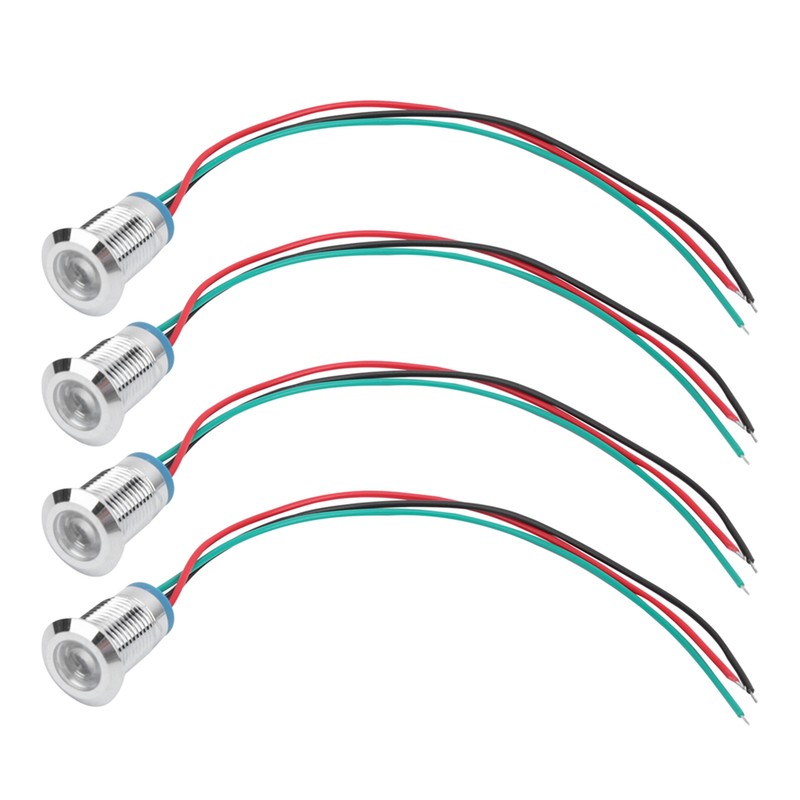 4 Sets PreWired Round LEDs Waterproof Metal 2Color Indicator Common
