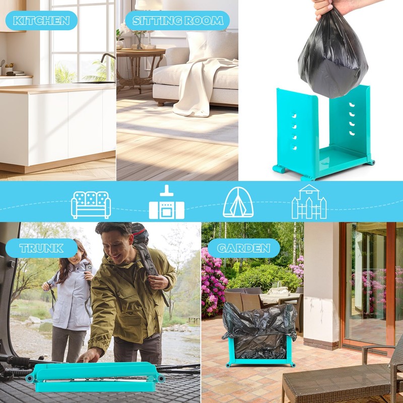 Auktransceler Portable Foldable Multifunctional Garbage Bag Holder, Adjustable Kitchen Trash