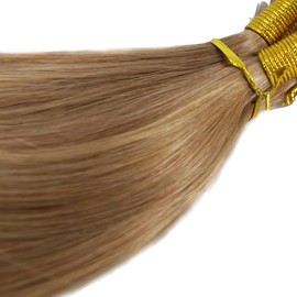 Pre-bonded Hair Extensions Human Hair Silky Straight Keratin Hair Bundle 16,18,20inch 100gm 6a Grade (20", 27#-Dark Blonde)