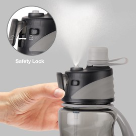 FEIJIAN Mist & Sip Water Bottle, 32oz, BPA-Free, Leakproof & Lightweight, Ideal for Fitness & Outdoor, Gray