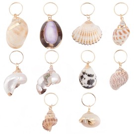 PLIGREAT 10 Styles Shell Dreadlock Rings Charms Colourful Shell Braids Hair Accessories Set DIY Locs Hair Accessories Beach Shell Pendant Hair Pendant for Women Hair Braids Ponytail Hair Accessories