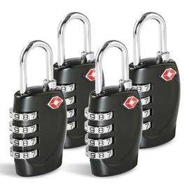 CFMOUR TSA Suitcase Locks - 1, 2, 3, 4, 5, 6 Pack 4-Dial Security Travel Combination Padlock for Suitcases Luggage Case Bag Code Lock - Black (Pack of 4)