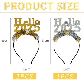 CYNOSURETECH 2 Pieces Happy New Year Headbands, Glitter Dress Up Headbands, 2025 New Year Party Headbands, Celebration Party Headbands, Holiday Hair Accessories For Kids And Adults