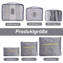 12-Piece Suitcase Organiser Set, Packing Cubes for Suitcase, Travel Accessories, Shoe Bag, Clothes Bags, Cosmetics Packing Bags (Grey)