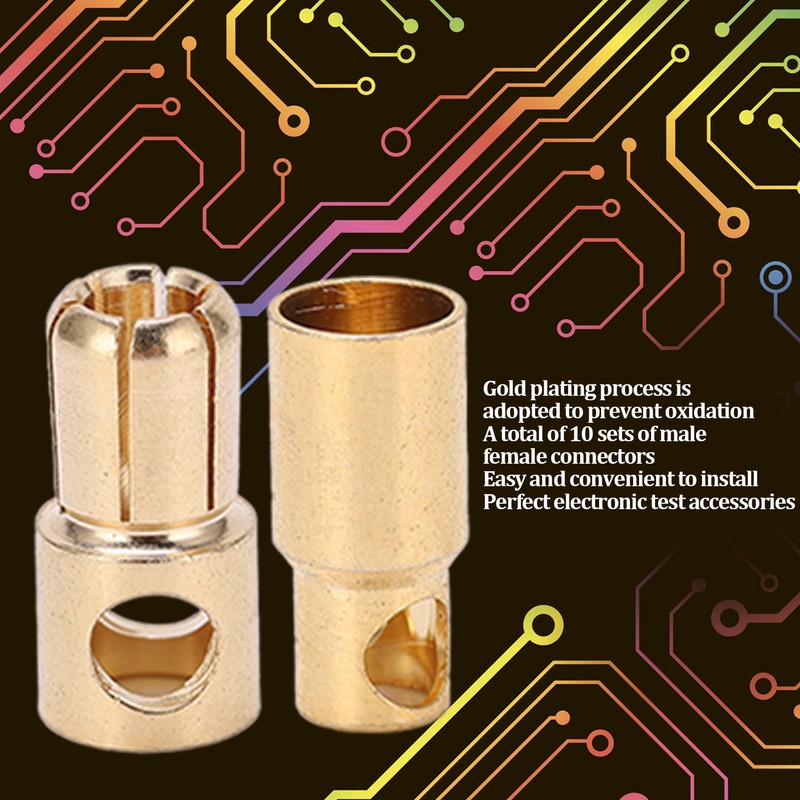 10 Sets 6mm Banana Connector Plug Copper Plating Good Transmission