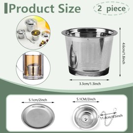 LELE LIFE Tea Strainers for Loose Tea, Tea Infuser for Loose Tea, Tea Infuser Made of 304 Stainless Steel, Fine Mesh with Extended Chain Hook and Drip Tray, Small, Pack of 2
