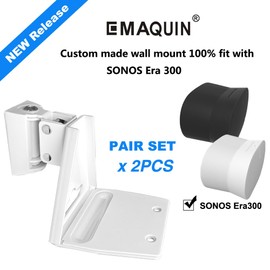 EMAQUIN Wall Mounts Brackets-Pair Set(2PCS) for Sonos Era 300 Speaker(Include 2PCS,Swivel and Tilt,Sturdy Metal,Enduring Paint Finish,Easy to intall,Compatible with Sonos Era 300,White Pair)