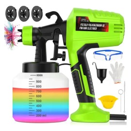 Pistola Para Pintar Eléctrica KOZFULE 1500 W con Tanque de 1 L y 4 Boquillas