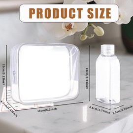 4 Pcs Travel Bottles for Toiletries, 100ml Portable Travel Containers with Storage Bag & White Label, Leakproof and Refillable Clear Bottles for Toiletries,Soap,Shampoo and Conditioner