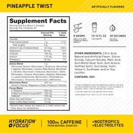 Optimum Nutrition Amino Energy Powder Plus Hydration, with BCAA, Electrolytes, and Caffeine, Pineapple Twist, 30 Servings (Packaging May Vary)