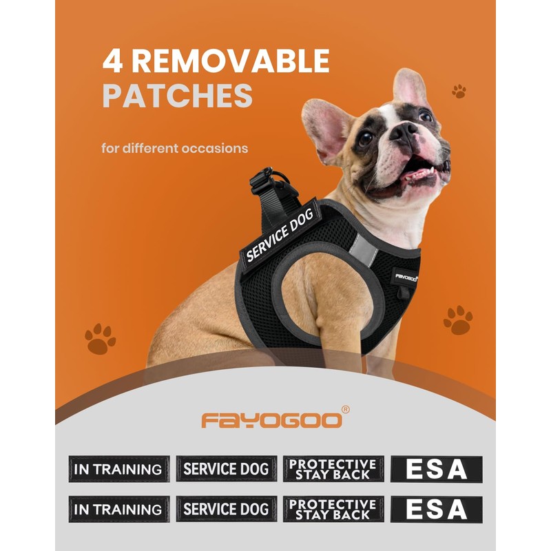 FAYOGOO Service Dog Vest for Small Breed - Lightweight Dog