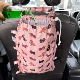 FLOCK Three - Bolsa de basura impermeable a prueba de fugas, plegable, multiusos, para guardar basura para asiento delantero o trasero de automóviles, todoterrenos y camiones (lindos perros)
