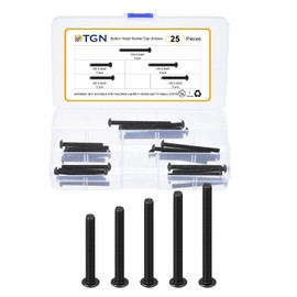 DTGN 25Pcs M5-0.8x40/45/50/55/60mm Button Head Socket Cap Screws - Carbon Steel Bolt Nut Set Washer Assortment Kit - Good for Road Bicycle, Mountain Bike, Auto