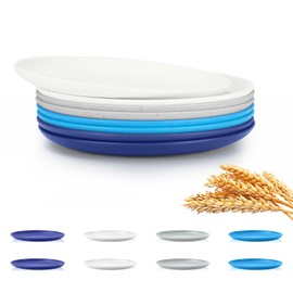 Perlapoc Small Plates Set of 8 - Wheat Straw Plate Alternative to Plastic Plates Reusable Dessert Plates Unbreakable Snack Plates 6 Inch Microwave & Dishwasher safe Plates for Kitchen - Island Color