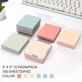 QILIMA Sticky Notes 3”x3”12 Pads, Pastel Colors Sticky Notes, Sticky Note, Self-Stick Note Pads, Sticky Pads Sticky Notes Aesthetic, Colorful Sticky Notes, Sticky Notes Bulk Sticky Notes