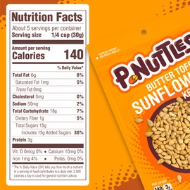 P-Nuttles Butter Toffee Sunflower Kernels - 4.9 Oz Resealable Bags (Pack of 3) - Sweet & Salty Sunflower Seeds without Shell - Trail Mix Snack For On-the-Go Snacking, Parties, Gatherings & Road Trips