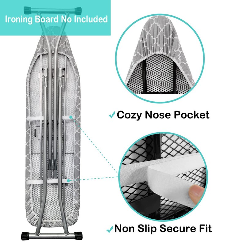 Neccom Ironing Board Cover and Pad Standard Size 15"x54", Resists