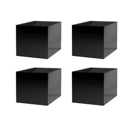 4 Pack 10 Inch Glossy Black Box Acrylic Display with One Open Side Versatile Square Plexiglass One Piece Retail POP Display Product Riser or Merchandise Storage Bin by Marketing Holders
