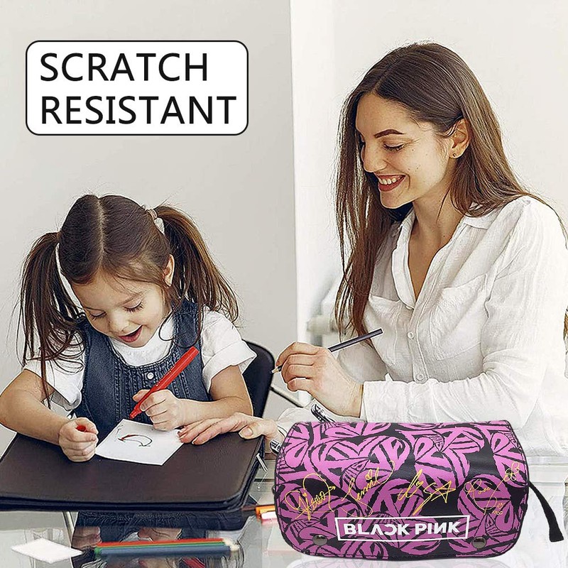 IOSCDH Blackpink Pencil Case Portable with Zip, Large Capacity Pencil
