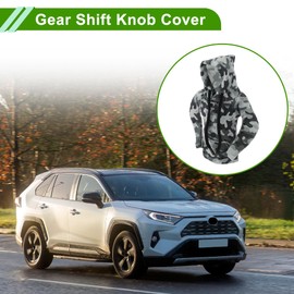 HOPESPANNER Universal 15x11cm/5.91"x4.33" Gear Shift Knob Cover Decoration Stick Shifting Handle Protector Polyester 1 Pc Camouflage Hoodie Style Grey Black