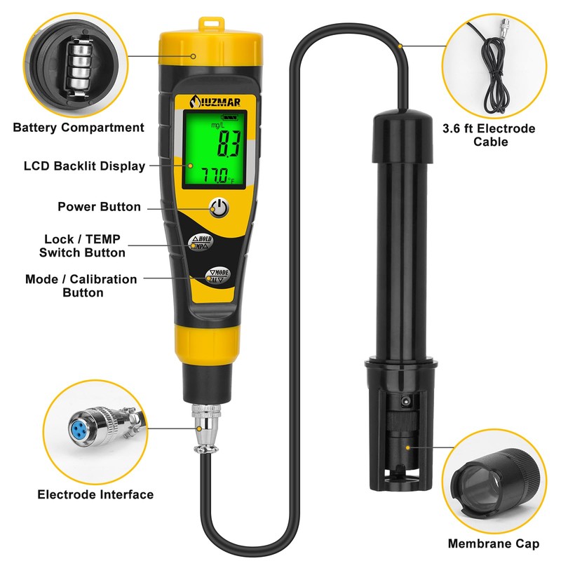 UIUZMAR Digital Dissolved Oxygen Meter Portable Dissolved Oxygen Test Kit
