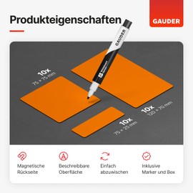 GAUDER Magnetic Strips Writeable | Magnetic Signs for Writing on | Magnetic Cards for Kanban Board, Whiteboard & Blackboard