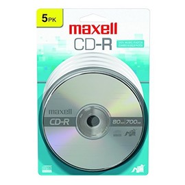 Maxell 648220 Premium Quality Recording Surface for Noise-Free Playback Write Speed 48x 700Mb Cd-Recordable 5 Disc Pack