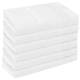 HMETOL 6 Pack Cotton Washcloths for Face, Waffle Checkered Design Face Towels, Multi-Purpose Absorbent Wash Cloths for Bathroom White 35cm x 35cm