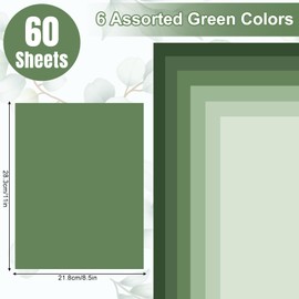 AnyDesign 60 Sheet 8.5 x 11 Inch Sage Green Thick Paper Card Stock 6 Gradient Green Colors Paper Cards Colored Scrapbook Paper for Prints DIY Arts Crafts Making School Office Home Supplies, 92lb