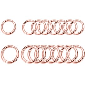Morn Light 16-Pack Metal Round Carabiner Clips,Trigger Spring O Rings - for Purses, Collectible Toy Keychains, Keychains & Lanyards(Rose Gold, 1 & 3/4 Inch)