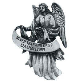 WJ Hirten Pewter Guardian Angel Visor Clip, 2 1/2 Inch - Never Text and Drive Daughter Silver