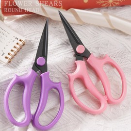 Garden Pruning Shears Scissors with Comfort Grip Handle, Premium Steel Professional Floral Scissors, Perfect for Arranging Flowers, Pruning, Trimming Plants, Gardening Tool (Pointed pink)