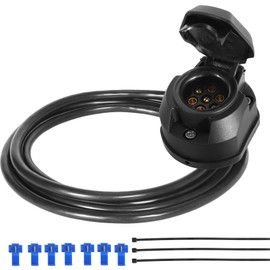 ETUKER 7-polige Vorverdrahtete Anhängerkupplungssteckdose,Anhänger Steckdose 7polig mit 1.9m Kabel (7PZ)