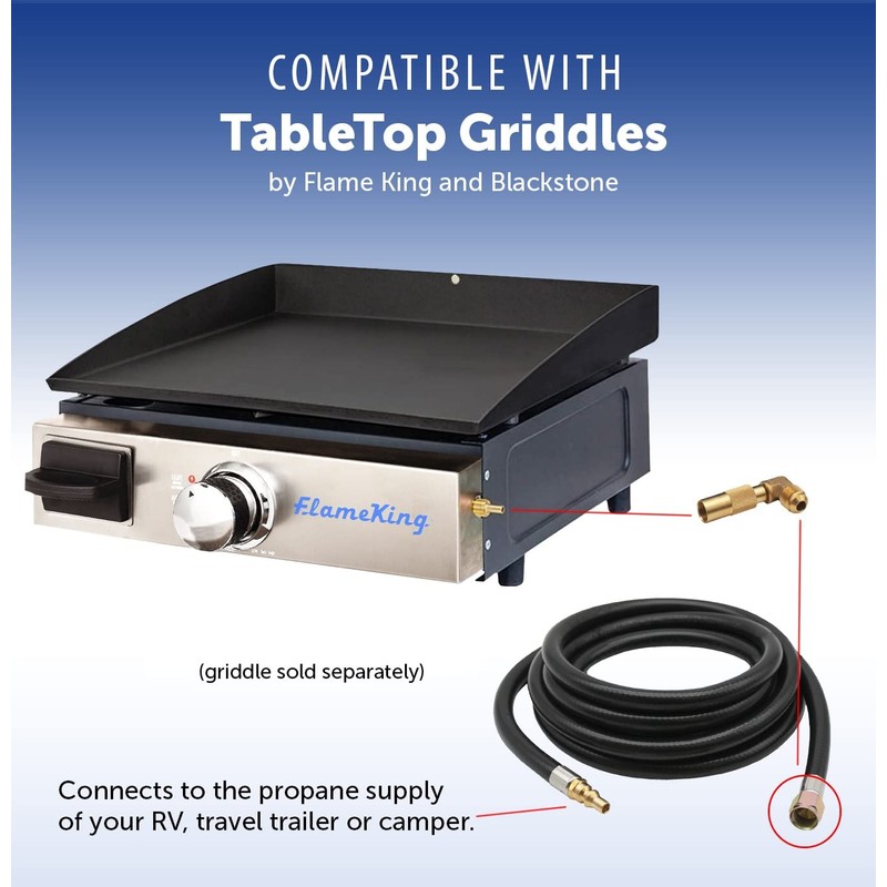 Flame King Propane 12ft RV Quick Connect Hose Adapter for