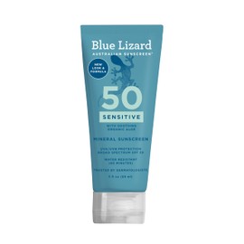 Blue Lizard SENSITIVE FACE Mineral Sunscreen with Zinc Oxide and Hydrating Hyaluronic Acid, SPF 30+, Water Resistant, UVA/UVB Protection with Smart Cap Technology - Fragrance Free, 1.7 oz.