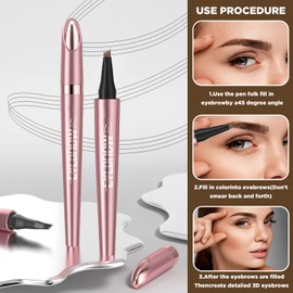 Magic Eyebrow Pencil, Waterproof 3D Eyebrow Pencil, 3D Microblading Eyebrow Pencil, Strong Adhesion for Designing Natural Eyebrows (Dark Brown)