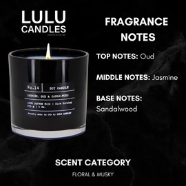 Lulu Candles | Jasmine, Oud & Sandalwood | Luxury Scented Soy Jar Candle | Hand Poured in The USA | Highly Scented & Long Lasting (9 Oz. 2 Pack)