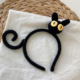 Black Cat Headband Animal Headband Skin Care Facial Hair Band Makeup Washing Hair Accessories for Women Girls (Black, One size)