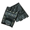 Prime Sports PrimeLeather Quality Real Leather Black Stud Fingerless Biker