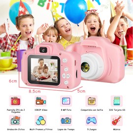 Camara para Niños, Mini Cámara Digital de Video para Niñas Selfie, Camara Fotos Infantil 1080P con Pantalla 2.0 IPS HD y Tarjeta SD 32G, Navidad Regalos de Juguete para Niños y Niñas de 3-12 Años Azul