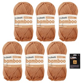 myboshi Bamboo Super Soft Bamboo Cotton Yarn Crochet Knitting Durable Clothing Amigurumi 60% Viscose 40% Cotton Brown (Cappuccino) 6 Skeins