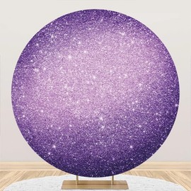 YongFoto 7x7ft Purple Polyester Round Backdrop Cover Wedding Shiny Dots Violet Circle Background for Photography Bridal Shower Engage Anniversary Girl Birthday Party Baby Shower Prom Photo Studio