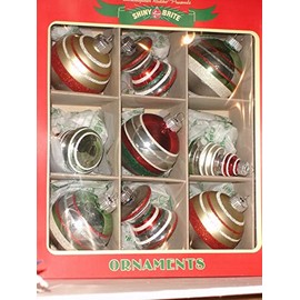Shiny Brite 9 Glass Christmas Tree Ornaments Set of 9~Balls,Lanterns &Top Shapes