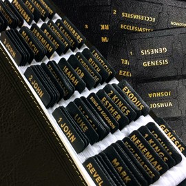 Erilano Bible Tabs for Women and Men, Leather Paper Bible Index Tabs,Large Gold Foil Laminated Tabs,Bible Tabs for Study Bible,Large Bible Index Tabs for Easy Easy to Read﻿ (Black)