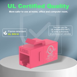 VCE Acoplador RJ45 Cat6 Keystone Jack Hembra a Hembra Ethernet Jack UTP-5 Unidades Color Rojo