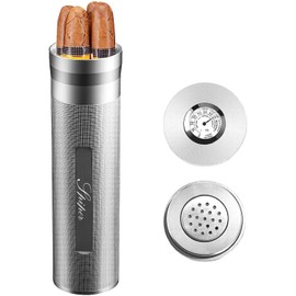 Spiper Cigar Stainless Steel humidor Silver Travel Cigar case Tube for 3 to 4 Cigars Great Gift for Lover