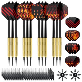 Elalove 12 Pack Soft Tip Darts Set, 14g Plastic Darts with 100 Replacement Tips, 24 Extra Flights (4 Colors), and 16 Flight Protectors for Electronic Dartboard, Recreational Game Room Use
