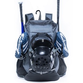 VIGEGARI - Bolsa de béisbol para bate de sóftbol, mochila de béisbol para adultos con equipo Klip para sostener guante de béisbol, equipo esencial de béisbol, bolsa de béisbol juvenil para niños,